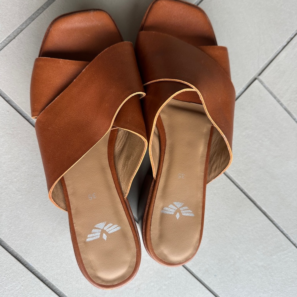 Brown Leather Women's Sandals - Picture 6 of 8